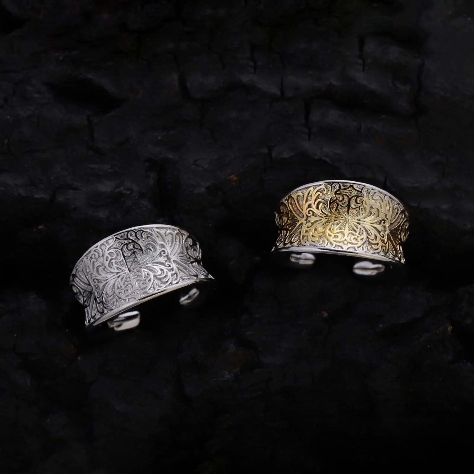 Embossed Cross Stainless Steel Ring, Unique Unisex Jewelry with an Open Adjustable Fit for Everyday Fashion, Unique Rings