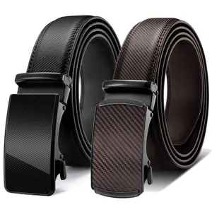 Mens Ratchet Belt with Genuine Leather, Jeans Belt for men (One size, can be cut to adjust length)