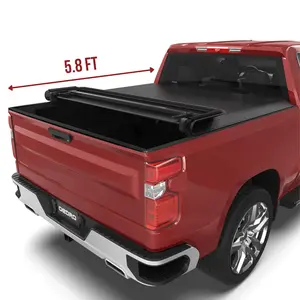 [Fits 2019-2026 Chevrolet Silverado GMC Sierra 1500] 5.8 Ft Bed, Soft Quad Fold Truck Bed Tonneau Cover, without Multi-Flex Tailgate New Body Style