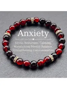 1pc/Set Anxiety Stretch Jewelry - Healing Crystal Bracelet 8mm Glass Crystal Beads, Unisex, Helps Stress, Calm, Maintain Psychological Balance, Enhance Communication, Suitable for Daily Wear And Gifting, All Seasons