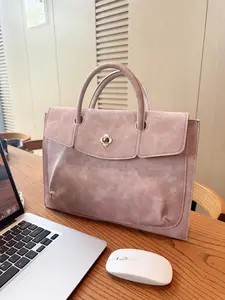 Laptop Handbag, 2026 New Portable Commuter Briefcase, Fashion Lightweight Computer Bag, Chic Solid Pattern, Travel Essentials, All Seasons