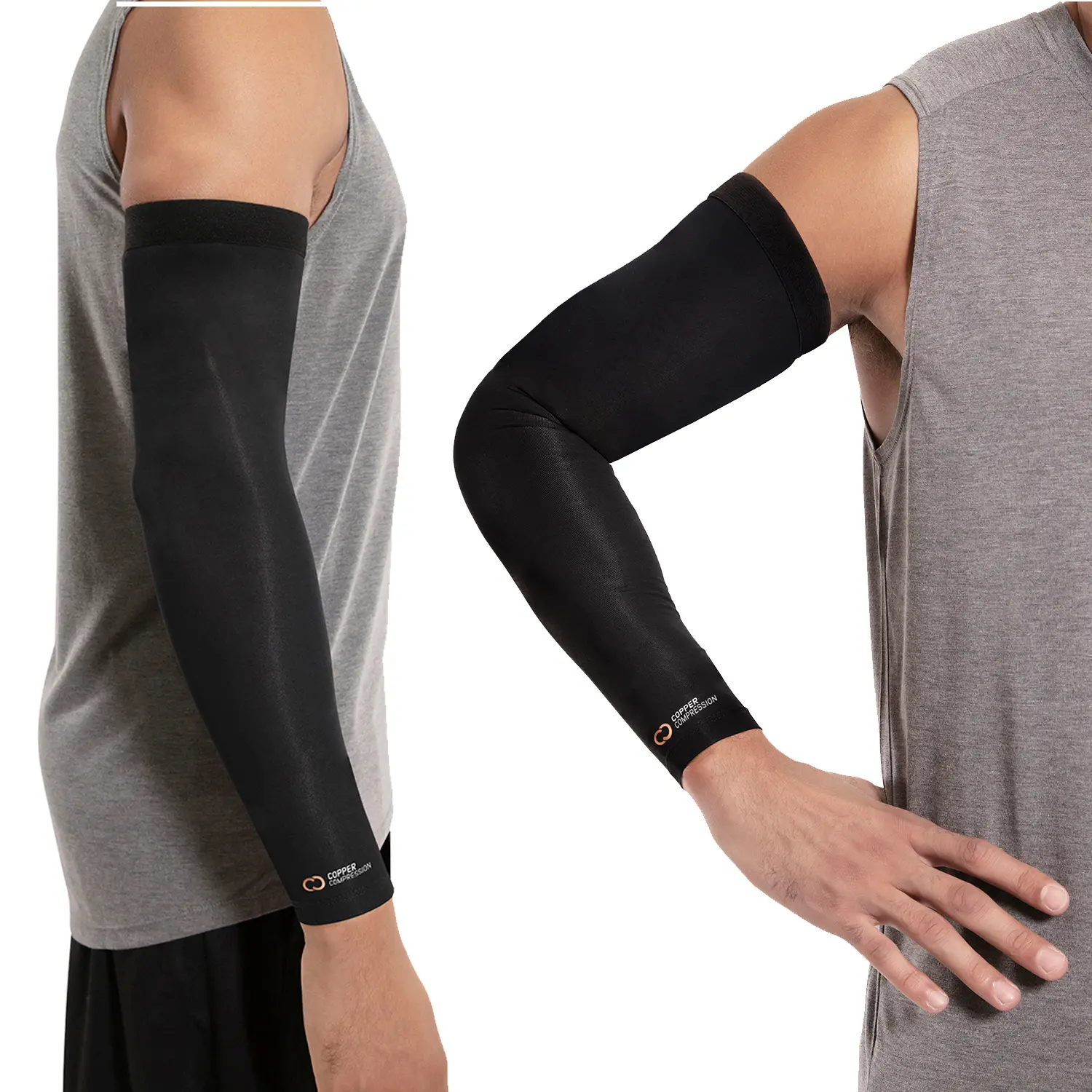 Copper Compression Full Arm Sleeve | Shoulder to Wrist Support for Elbow, Forearm & Bicep | Black & Pink