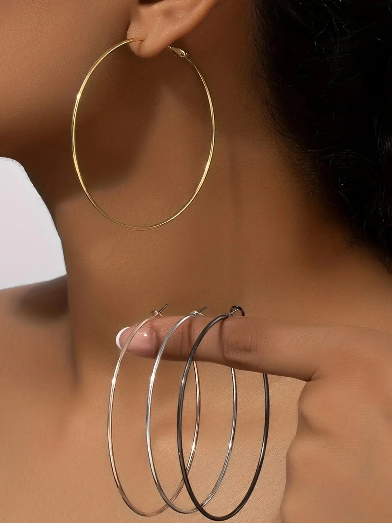 Round Hoop Earrings, Earrings Hoops, 4 Pairs Hoop Earring Sets, Casual Earrings Set, Earring Stack Fashionable Matching Earrings Jewelry for Women & Girls for Party, Classic Fashion Accessories for Daily Wear