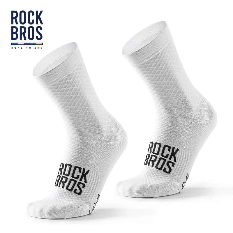 ROCKBROS Cycling Socks, Lightweight Absorbent Anti-Chafe Crew Socks for Men Women, High-Elasticity Breathable for Road Biking, Anti Chafe Sports Socks, Athletic Performance Sports Socks