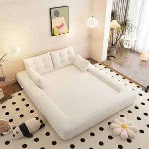 Human Dog Bed, Lazy Sofa Couch, 78.7" Multi-Functional Foldable Sofa Bed, 3-in-1 Teddy Fabric Foam-Filled Sleeper Sofa Bed for Living Room,Guest Bed,Playroom