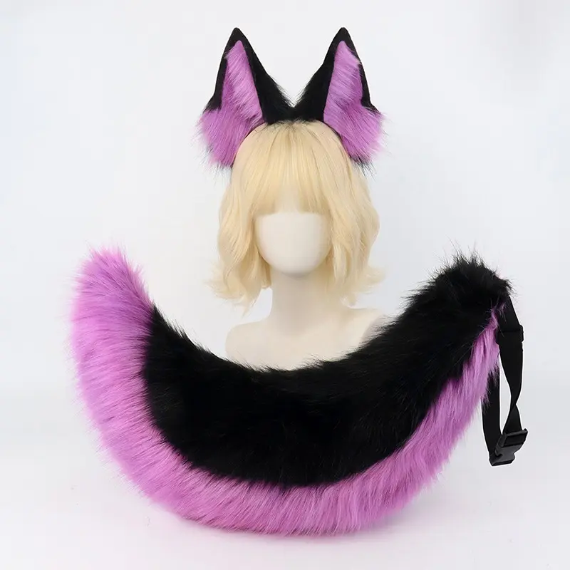 Animal Ear and Tail Set, Realistic Plush Wolf Ears Headband, Themed Headwear, Dog Tail Costume Prop, Party Props, Anime Convention Party Photography Accessory