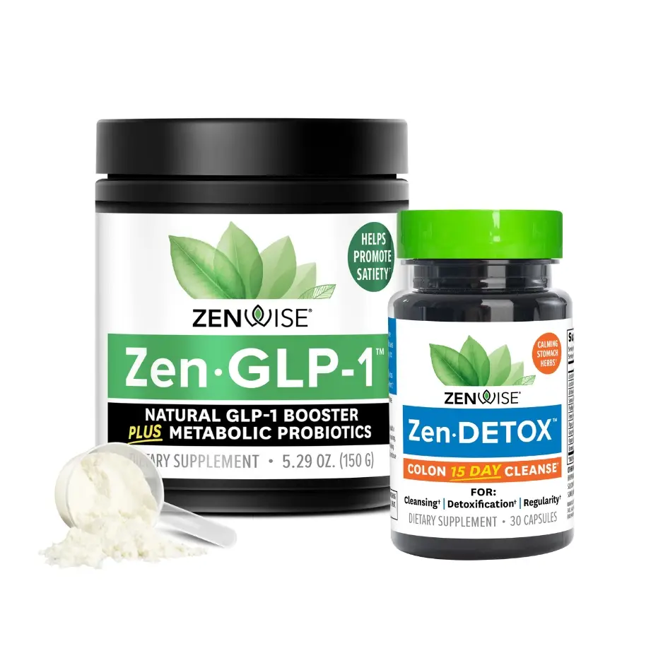 Zenwise ZenGLP-1 + ZenDetox Bundle - 15 Day Natural GLP-1 Gut Booster & 15 Day C...
