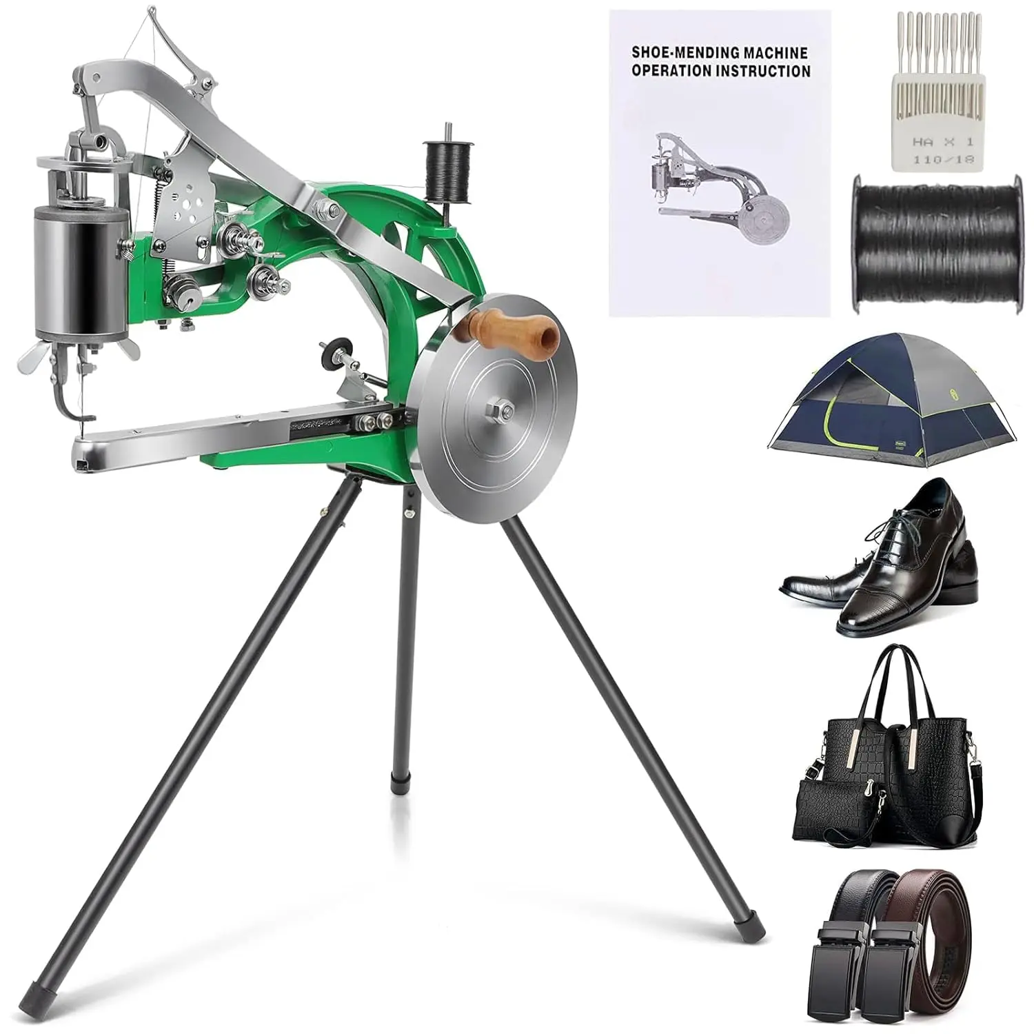 Shoe Repair Machine,Cobbler Sewing Machine,Leather Sewing Machine,Manual Dual Cotton Nylon Line Sewing Machine for Upsolery,Clothes,Zippers and Tents