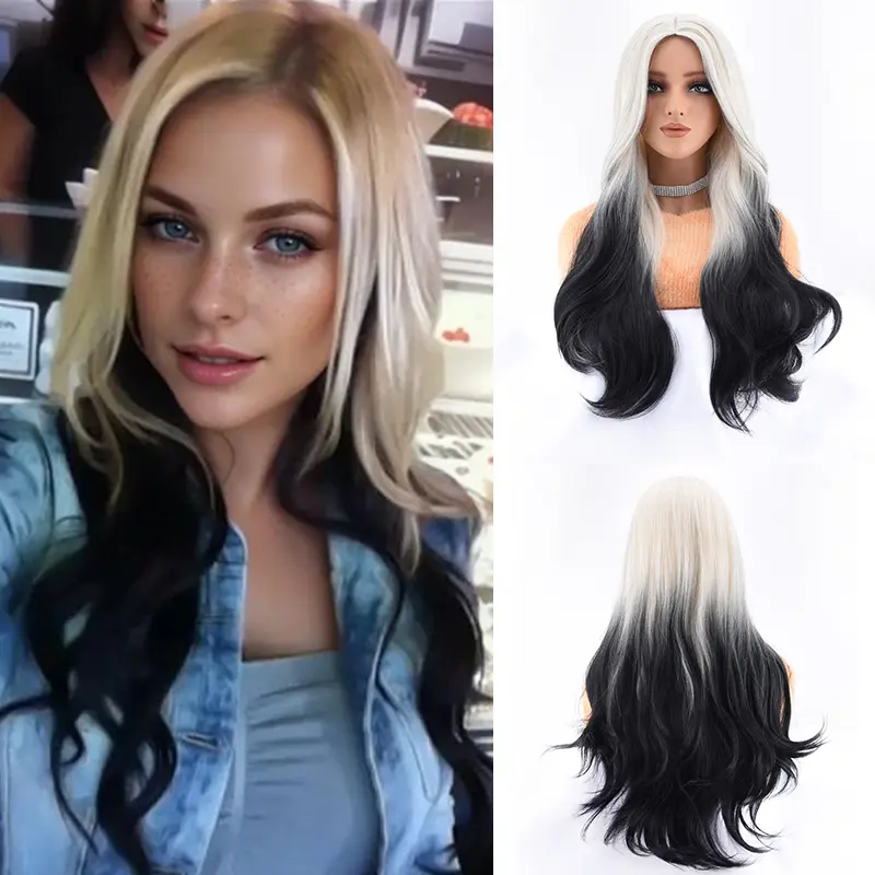 ZIHAN Women's 22-in High Quality Curled Synthetic Hair Wig - Heat-Resistant, Tangle-Free, Long Curly Wavy Ombre Color Wig, Female Cosplay Accessory for Halloween Parties, High Quality Wigs, Curled Synthetic Wig