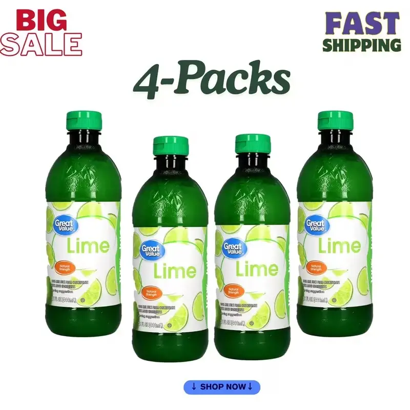 100% Lime Juice – 15 fl oz Bottles, 4 Pack (Shelf Stable)
