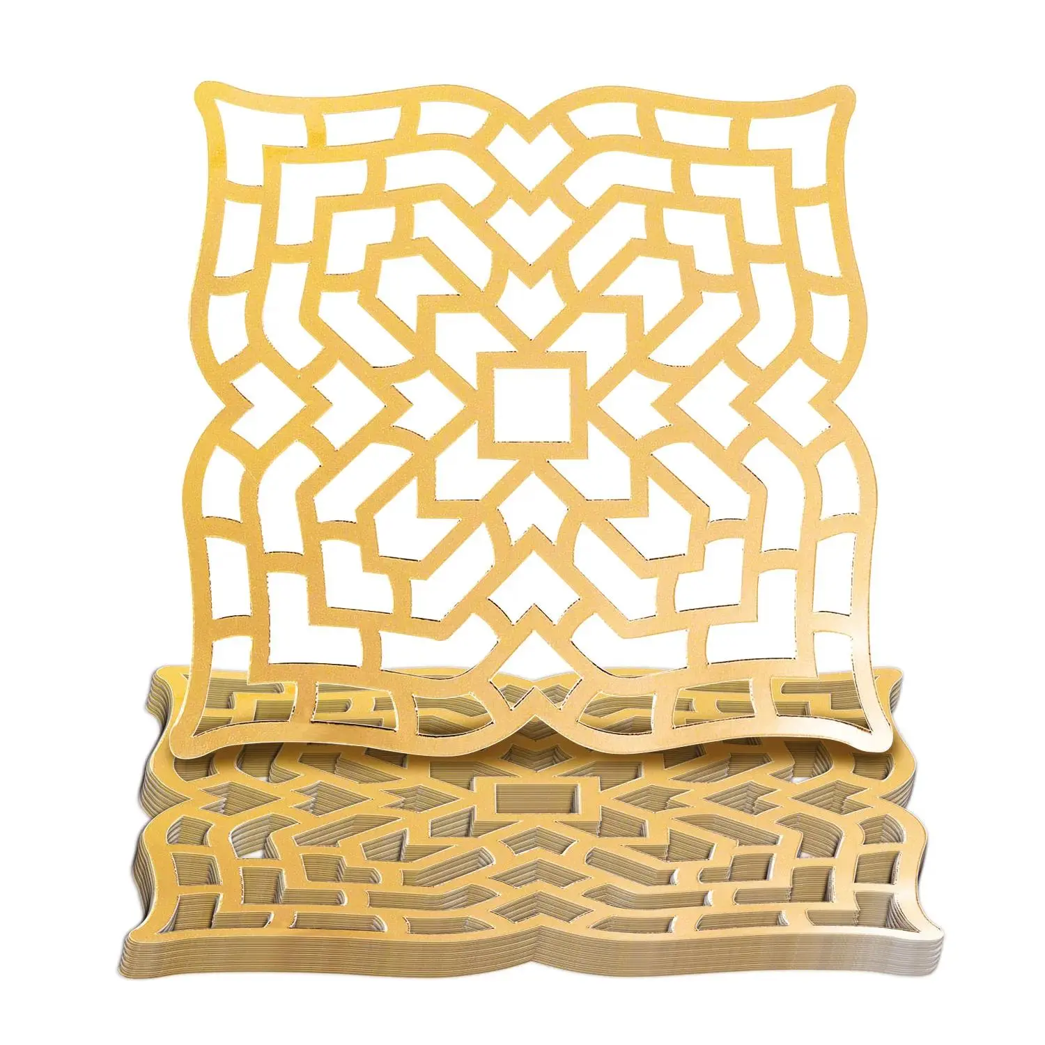 Gold Laser-Cut Geometric Pattern Charger Placemats - 24 Pc.
