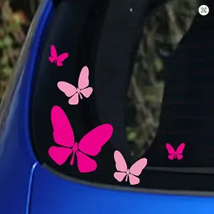 1SET Elegant Car Owner Exclusive Gradient Pink Butterflies Sticker, Suitable for Car Window/Body/Luggage, Light-Dark Pink Contrast Decal, Inject a "Gradient Pink Butterflies Elegant Car Owner" Exclusive Identity into Your Ride