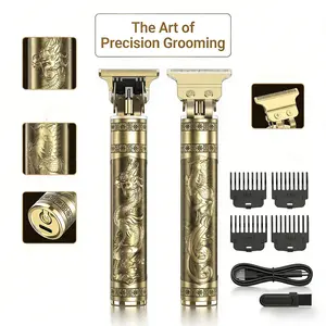Men's Professional Gold Dragon Beard Trimmer: Cordless Rechargeable Barber Clipper Set, Precision T-Blade for At-Home Grooming (Luxury Vintage Gold)