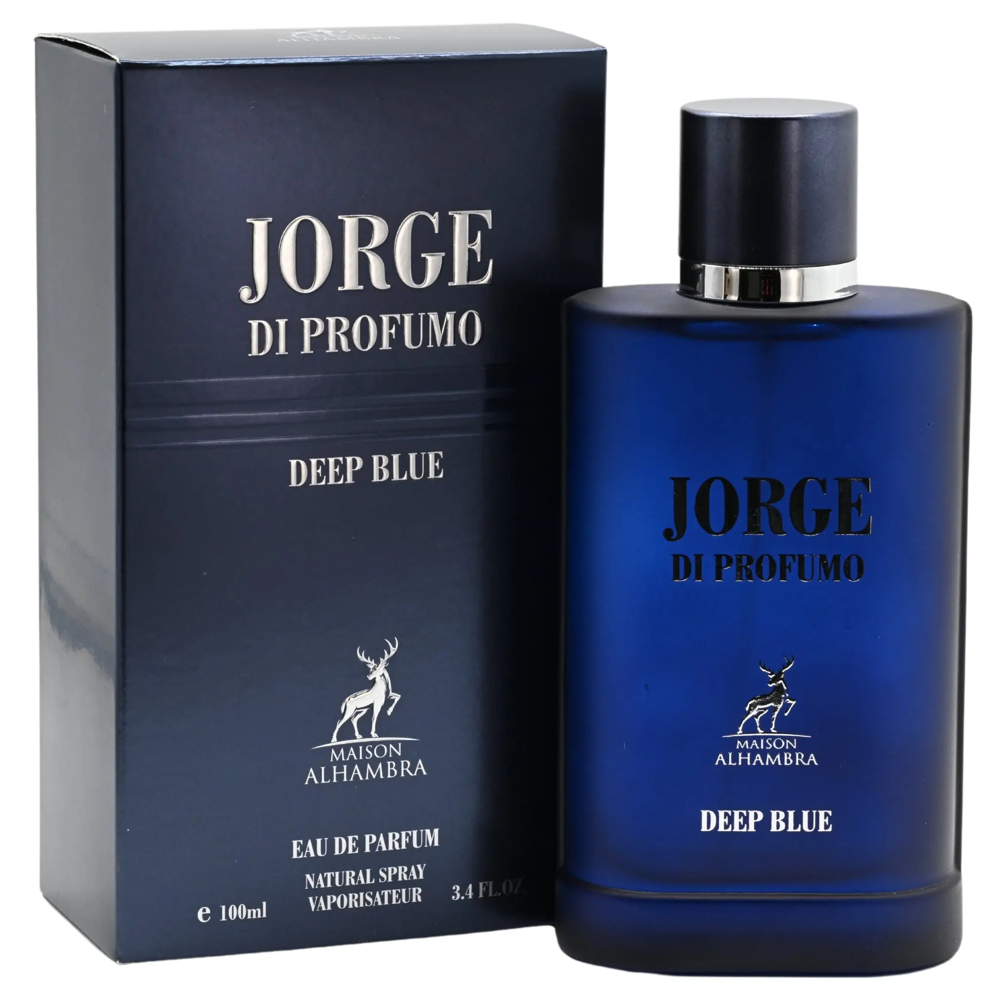 Maison Alhambra Jorge Di Profumo Deep Blue Eau de Parfum, Aquatic Signature Scent with Patchouli & Bergamot, Refreshing Unisex Spray, 3.4 fl oz, Body Fragrance, Edp Cologne Spray, Modern Vigor, Perfume, Amber Musk Drydown