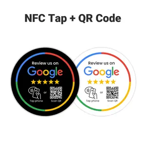 Google Review Plates, NFC Tap & Dynamic QR Code, Easy Setup with Review Link Management, No APP Required, Review Us On Google , Review Sign, Business Plates, Round Labels