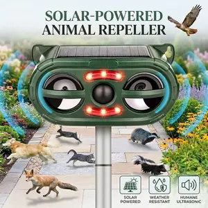 2026 Upgraded Solar Ultrasonic Animal Repeller — Outdoor Motion-Activated Pest Deterrent | IP55 Waterproof Rating | Repels Cats, Dogs, Squirrels, and Raccoons | Ideal for Protecting Yards, Gardens, and Lawns | Raccoon Repellent