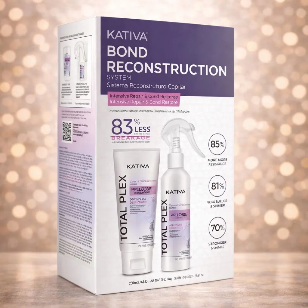 Kativa Total Plex Bond Reconstruction Treatment, 2-Step Vegan Hair Repair & Split Ends Treatment for Damaged, Dry, Blonde & Brown Hair, Sulfate-Free, Haircare, Shiny Hair