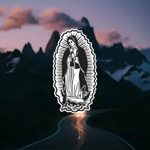 1PC Minimalist Black & White Virgin Mary Car Stickers, High-contrast Line Art Graphic Motorcycle Windshield Decals, Waterproof & Sunproof, Suitable for Cars, Skateboards, Laptops and More, Create Sacred Texture, Viral Art Decals