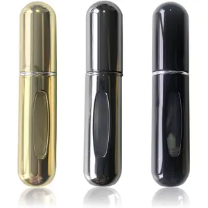 3 Pack - 5 Milliliter Mini Refillable Perfume Atomizer Bottle, Multicolor Perfume Spray, Scent Pump Case for Traveling and Outgoing (-Black-)
