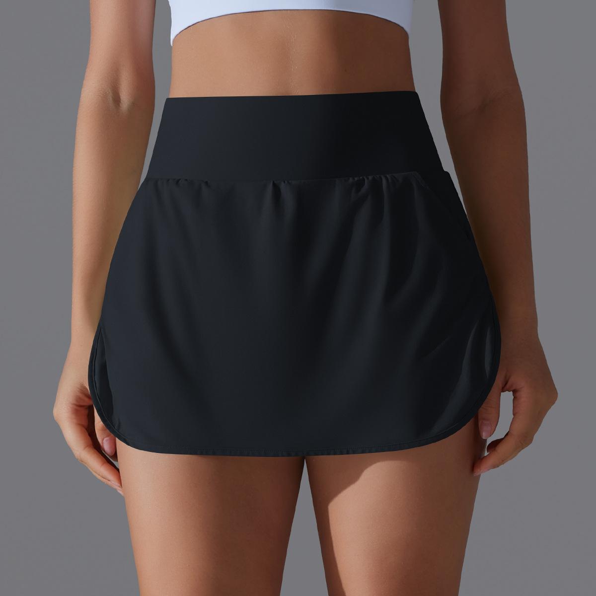 Women's High Waisted Active Performance Skort - Solid Color Navy Blue Tennis Skort with Pockets, Built-in Shorts for Gym Workouts, Running - Multi-Size Sporty Short Skirt