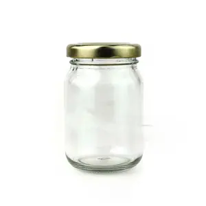 Dancing Bee Equipment Glass Cylinder Jar 125 ml Classic Gold Lid Honey Canister Organizer Case of 12 Bottles for Gifts & Wedding Favors Tin