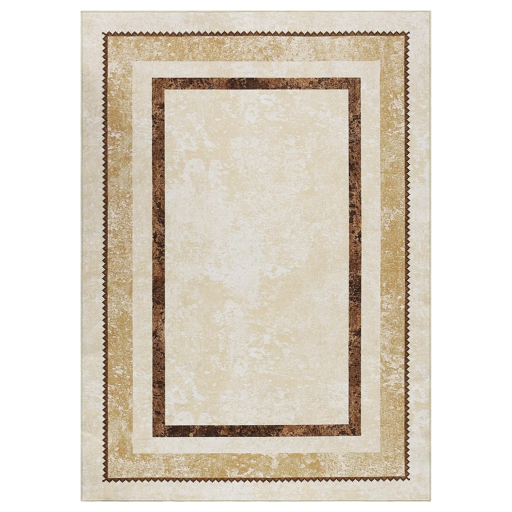 GARVEE Modern Beige Indoor Kitchen Runner Rug with Non-Skid Rubber Backing, Low Profile Pile, and Bordered Design, Size 10x13 Feet, Perfect for Safe and Stylish Home Flooring