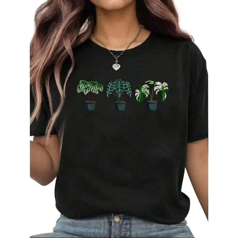 Houseplant Plant Lover Gift Crazy Plant Lady Monstera Mom T-Shirt for Women Men Cotton Clothing