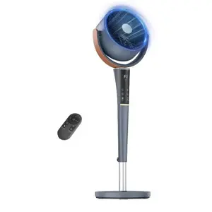 Fan for Bedroom, 1050 CFM Pedestal Standing Fan, Brushless DC Motor, 120° Omni Oscillation, 15 Speeds 5 Modes, Digital Display & Remote, 1-12H Timer, Height Adjustable 37-45 Inch, Quiet Air Circulator for Home Office