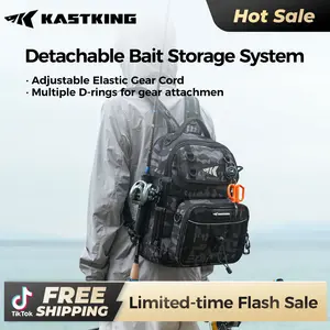 BaitSpace Fishing Sling Bag, Water-resistant Fishing Backpack with Rod & Beverage Holder, Adjustable Straps, Tackle Storage Bag for Fishing Gear and Equipment