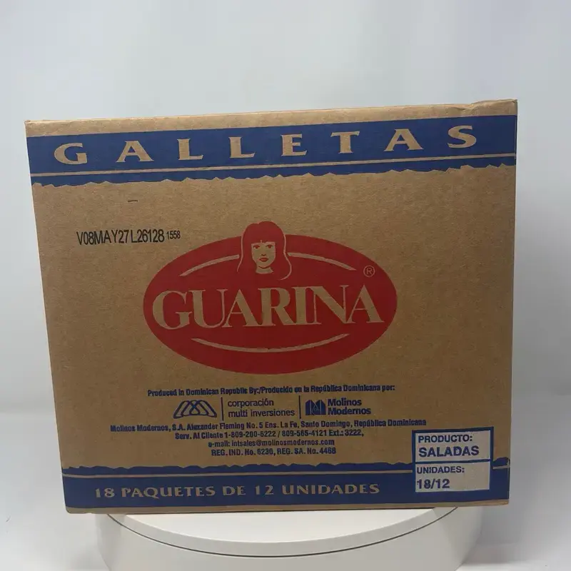 Guarina Salty Snack Cracker Set, 18 Packs (12 Units Per Pack) - Fortified Flour, Room Temp Storage, Product Code V08MA27L26128