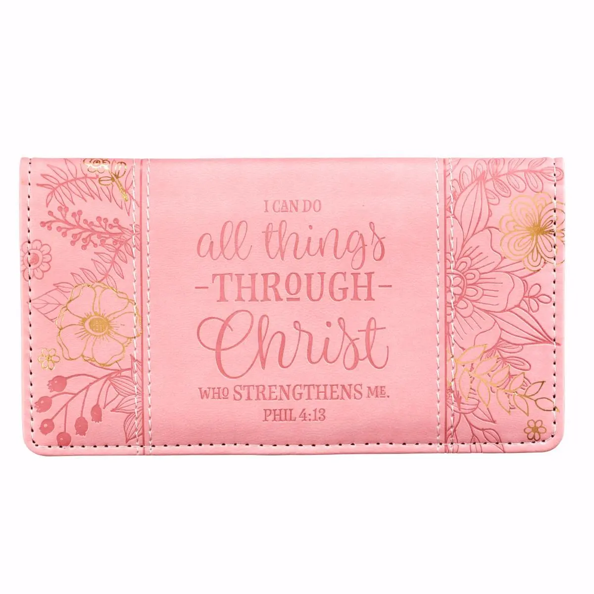 212 MAIN Christian Religious Art Checkbook Cover - Pink Paneled, with Encouraging Quote, Faith Gift for Faith-Focused Individuals