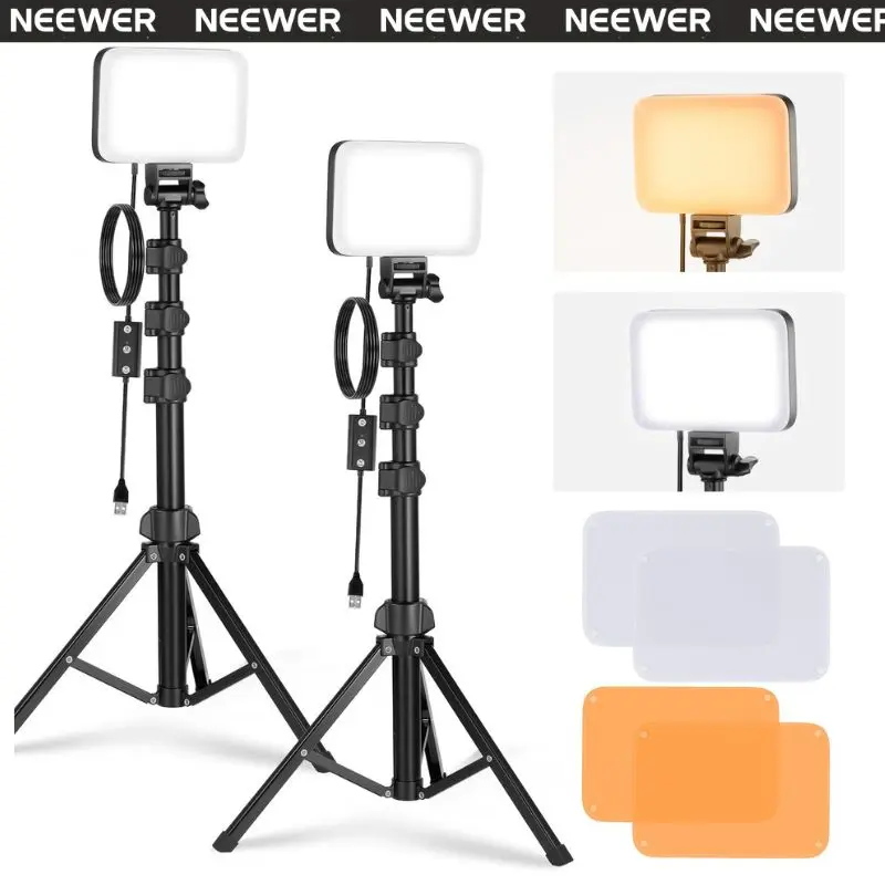 NEEWER BP66 2 Pack Bi-Color Video Light Panel Lighting Kit