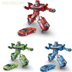 Mini Transformable Robot Model Toy, Action Figure, Comic Brothers Anime Transformation, Inertial Police Car Mech Gift, 1pcs