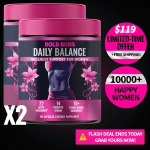 2 Pack | Bold Buns Daily Balance – Women’s Wellness Support | 22 Active Ingredients | 14-Strain Probiotic Blend | With Supresa Saffron, Berberine & Green Tea | 60 Vegan Capsules | Made in USA