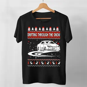 Drifting Through The Snow Ugly Christmas Trending Graphic Tee Cool Summer Tee For Men Funny Gifts Shirt Women's Clothing