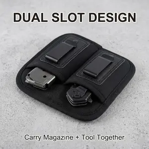 Concealed Single/Double Magazine Pouch Holster with Buckle Closure, Universal 9mm Mag Carrier for EDC & Survival Tools