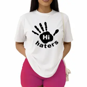 Short Sleeve Tee for Haters, Double-Sided Shirt with 'Hi Haters' on The Front And 'Bye Haters' on The Back, Women'S T-Shirt, Humorous Top, Sarcastic Tee