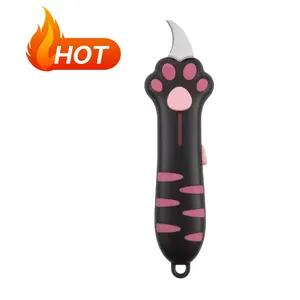 Black cat paw telescopic multi-functional knife, cute cat paw handle, multi-functional portable cutter.