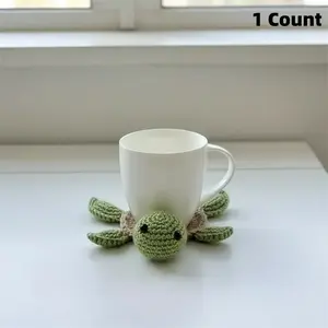 Cute Animal Design Tea Coaster, 1 Count Handmade Crochet Insulated Table Protector, Summer for Gift, Quirky Turtle Coasters