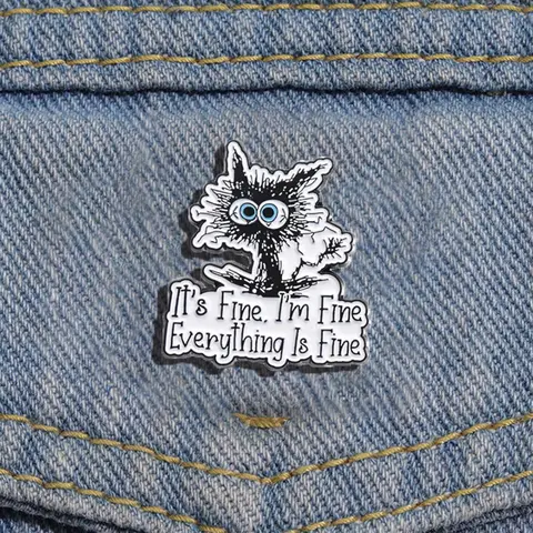 Cute Cartoon Cat Design Brooch, Alloy Brooch Pin, Charming Animal Motif, Summer Outfits 2024 Letter Pattern Enamel Pin, Trendy Cloth Accessories for Women & Men, Creative Gift