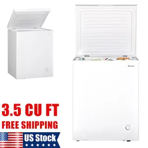 Smad Deep Chest Freezer 3.4 CU FT Upright Fridge Adjustable Thermostat - White