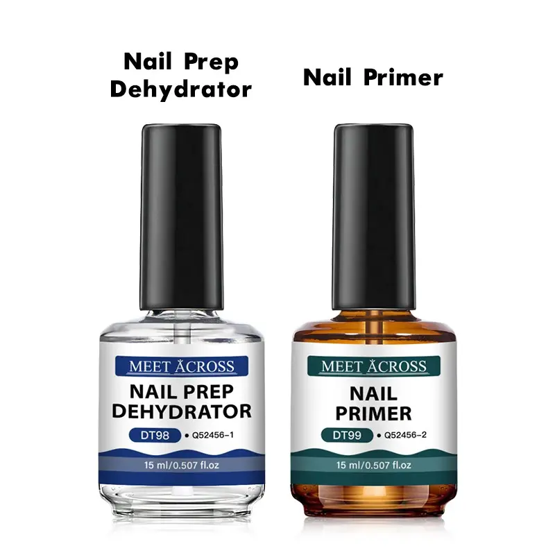 Meet Across 2pcs 15ML Gel Nail Polish, Nail Art, Nail Dehydrator & Primer, Acid-Free Gentle Natural Nail Prep, Air-Dry Superior Bonding Primer, Gel Manicure Kit