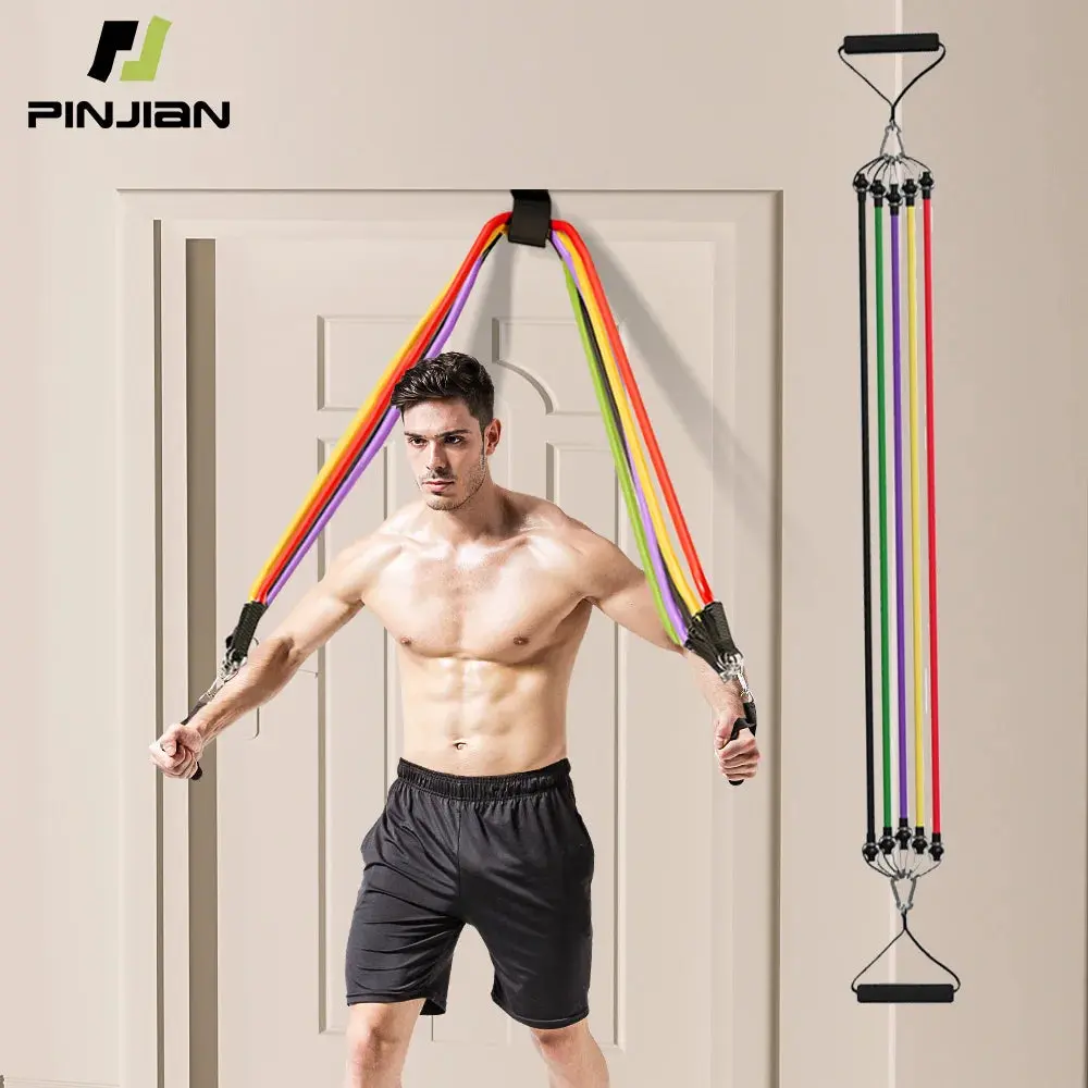 Set de Bandas de Resistencia 5 en 1 l Entrena Todo el Cuerpo en Casa o Gym