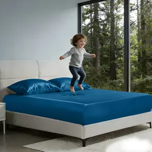 WVG Satin Bed Sheets, Luxury Silk Fitted Sheet Set Queen Sheet With 17'' Deep Pocket - Cooling, Hair & Skin Friendly, Easy Care, Fade-Resistant, Bedroom Accessories For Kids, Children, Adults, Apartments, Wedding Decorations(1 Fitted + 1/2 Pillowcases)