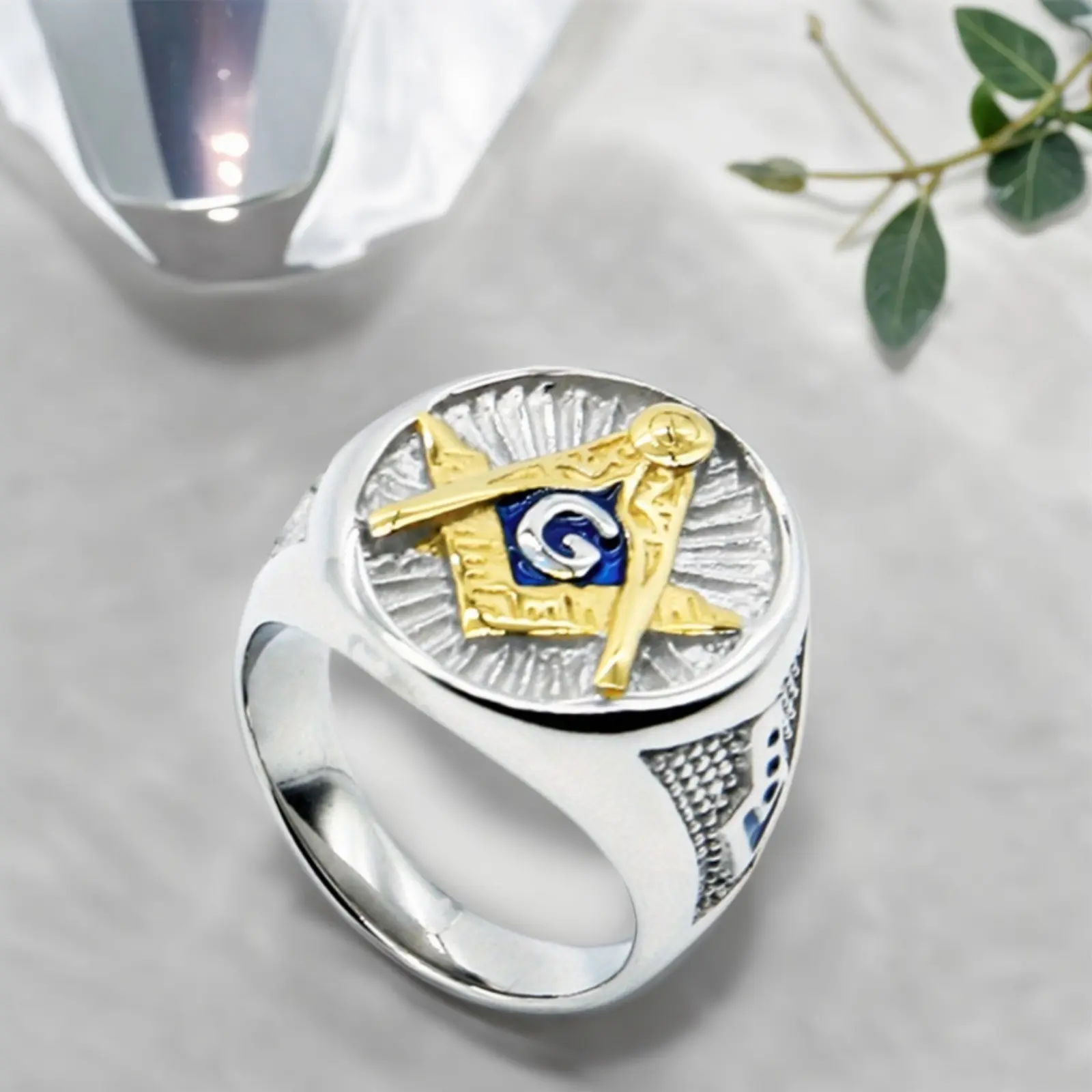 1 Pcs Retro Punk-Masonic Geometric Ring, Exquisite AG Fashion Ring for Daily Wear, Ideal Gift for Friends (Europe and US Style Costume Jewelry), Geometric Rings, Punk Style Ring