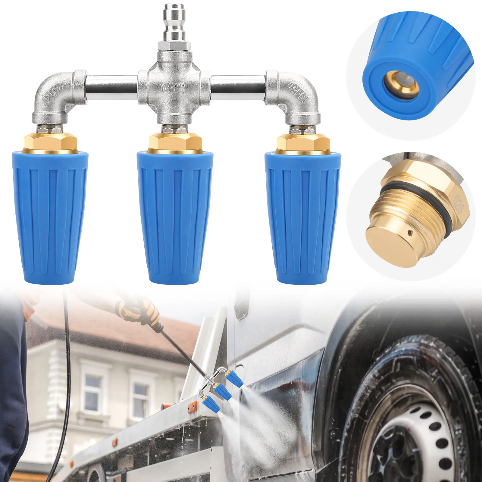 Triple Turbo Nozzle Pressure Washer - 3-in-1 Rotating Spray Head for Faster Cleaning, Universal attachment Fit for Most Pressure Washers, Heavy Duty Cleaning Nozzle for Cars Patios Fences