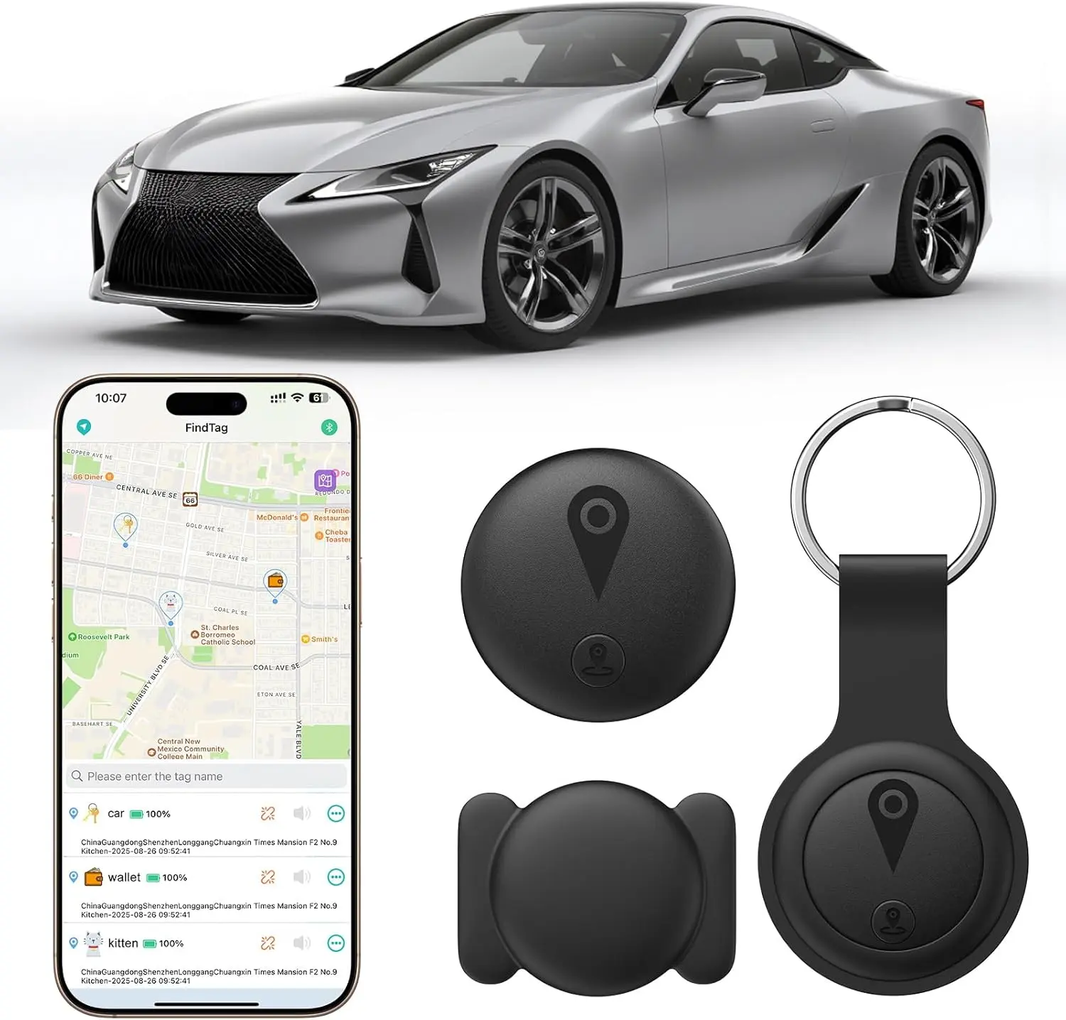 Portable Magnetic GPS Device GPS Trackers - iOS "Find My" Exclusive Compatibility, Global Real-Time Location Tracking, No Monthly Fees/SIM Card, Keychain & Magnetic Case Included, 730-Day Battery Life, Ideal for Vehicles & Items, Magnetic Gps Gps Trackers