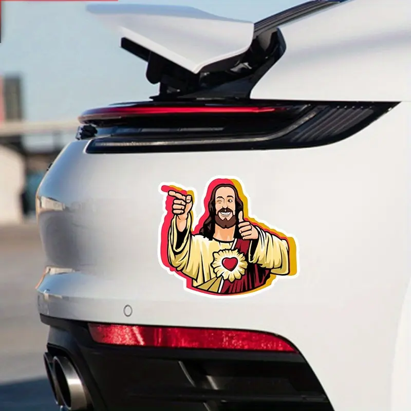 Whimsical and fun Jesus vinyl stickers - matte effect, Sticker for cars, suitable for car bumpers, laptops, and water bottles