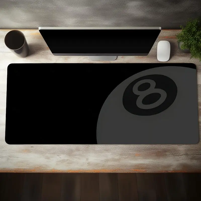 Billiard Black 8 Pattern Large Gaming Mouse Pad, Office Desk Accessories, Desktop Accessory, Non-slip Rubber Base Stitched Edge Desk Pad for Desk Laptop Desktop, Gaming Mouse Pad for Home Office Game, Gift for Friend