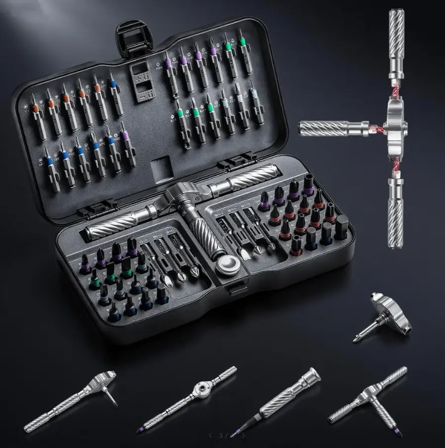 66-in-1 Premium Magnetic Ratchet Screwdriver Set: Detachable T-Type Ratchet Handle, Home Repair Tool Kit, Suitable for Furniture/Bicycle/Computer/Electronic Device Maintenance